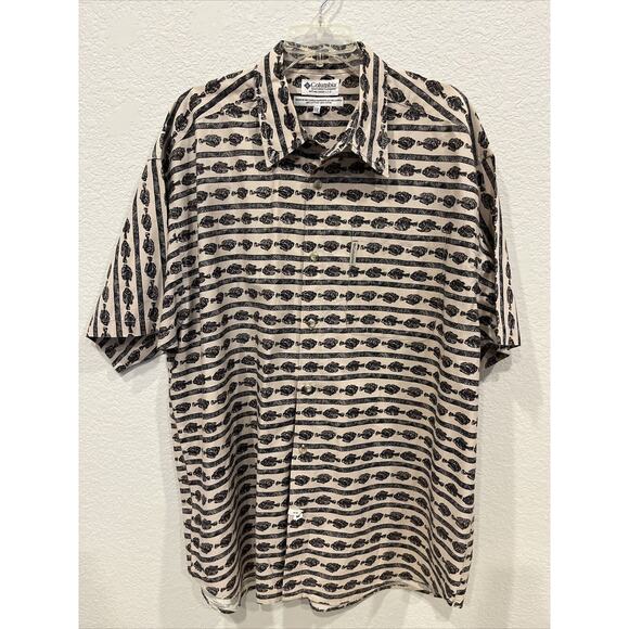 Columbia Sportswear Men’s Button Up Shirt XXL with Fish Print - Picture 1 of 2